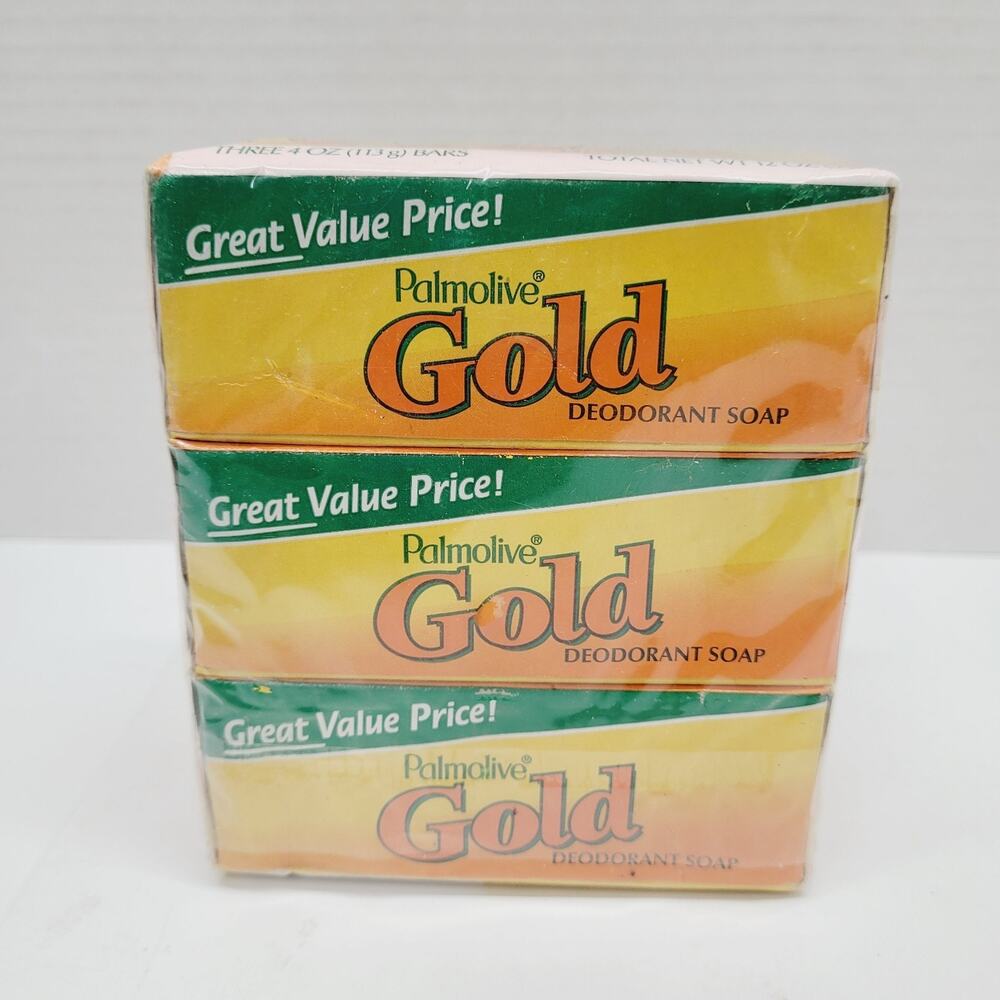 Palmolive GOLD Deodorant Soap 3 Four Oz Bars Discontinued New Sealed Made In USA